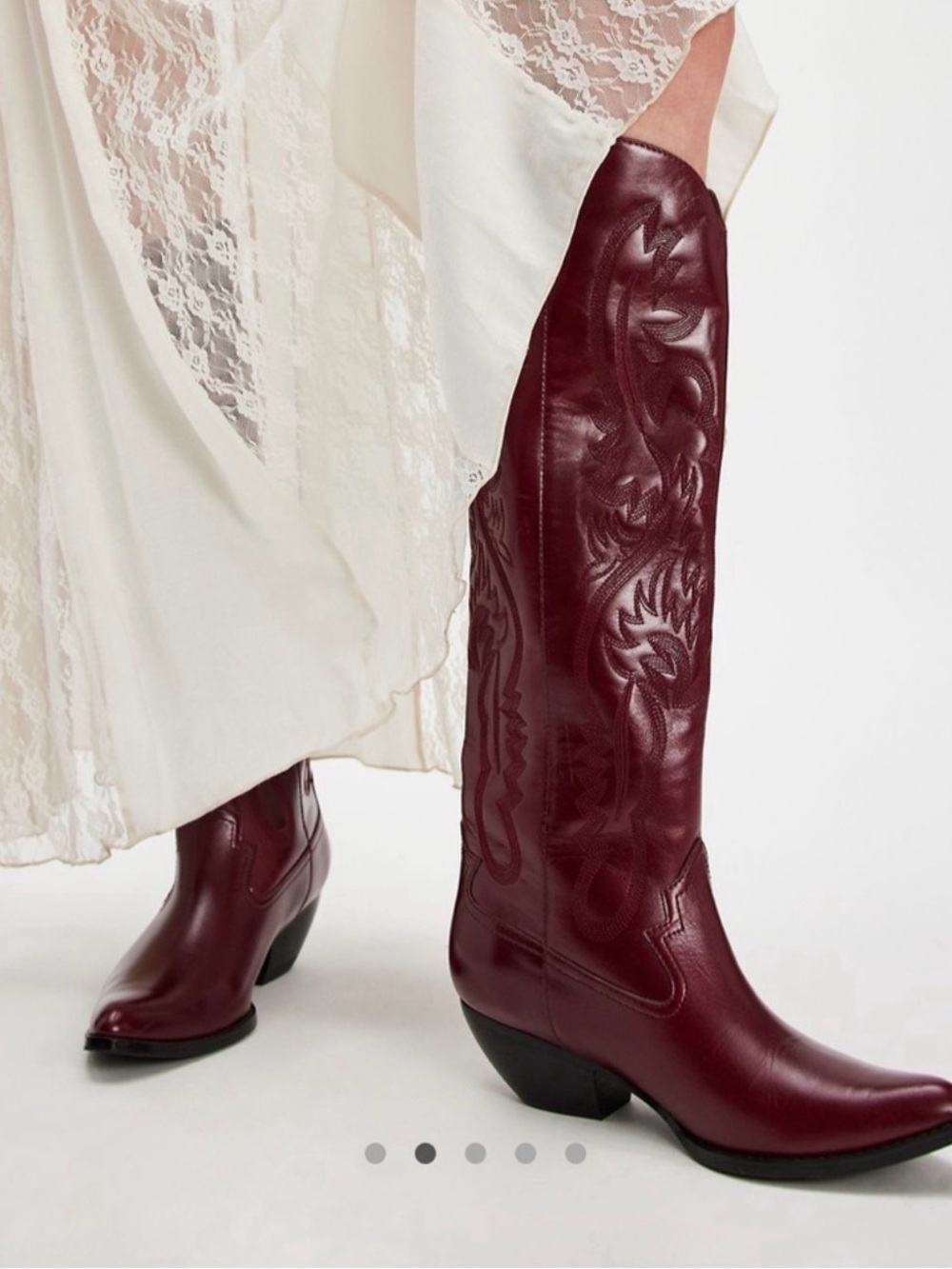Jeffrey Campbell Finn Tall Western Boot in Wine Merlot - Picture 2 of 12